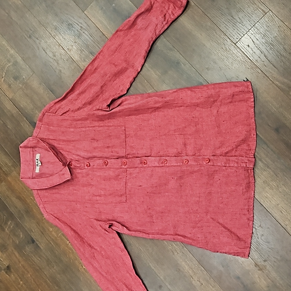 FLAX mauve lagenlook OVERSIZED 100% Slub Linen top. Size small
